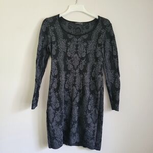 PERUVIAN CONNECTION Pima Cotton Lace Mesh Semi-sheer Floral Fitted Dress